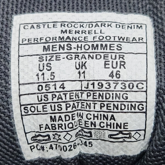 Merrell Hiking Trail Outdoor Shoes Castle Rock/Dark Denim Men's Size 11.5 - Picture 8 of 8